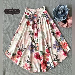 PatBO White Floral Wide Leg Pants Size 4